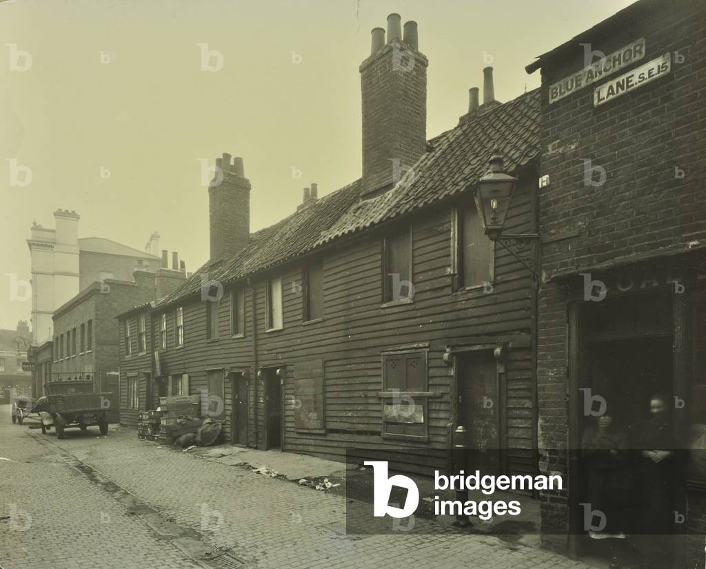 7-15 Blue Anchor Lane: front elevations, London, 1928 (b/w photo)