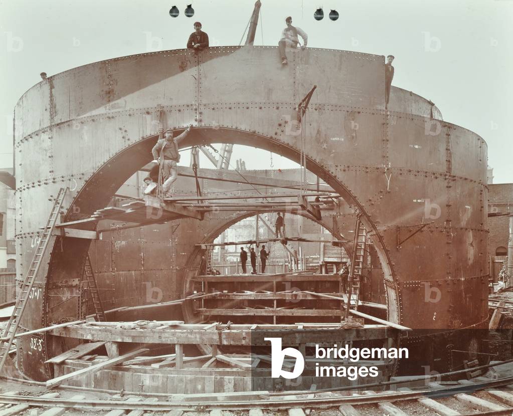 Construction of Rotherhithe Tunnel, 1906 (b/w photo)
