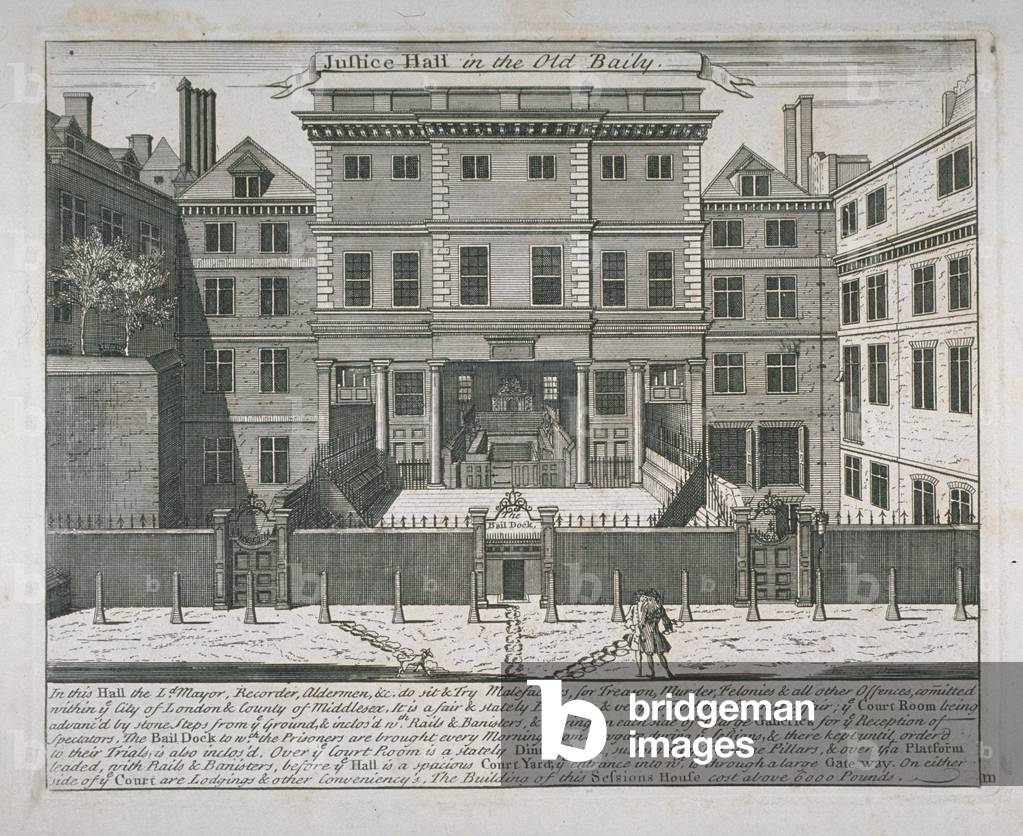 View of the Justice Hall, Old Bailey, c.1740 (engraving)