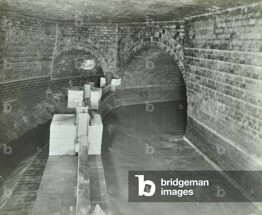 A view of London sewage system, 1937 (b/w photo)