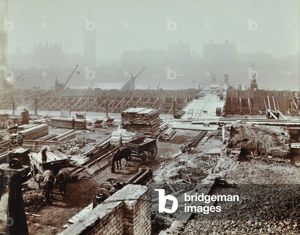 View of New County Hall site, London, 1909 (b/w photo)