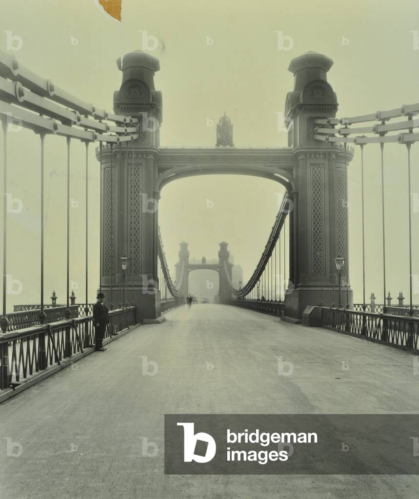 View along Old Chelsea Bridge, 1929 (b/w photo)