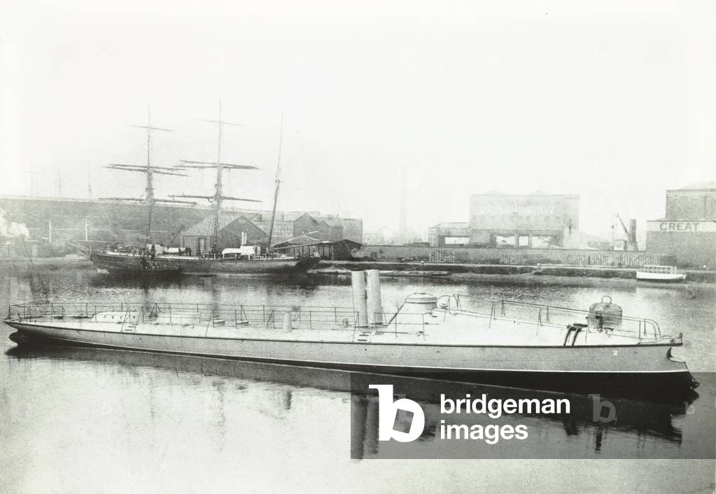 One of the three torpedo boats built for the Portuguese government, London, 1881 (b/w photo)