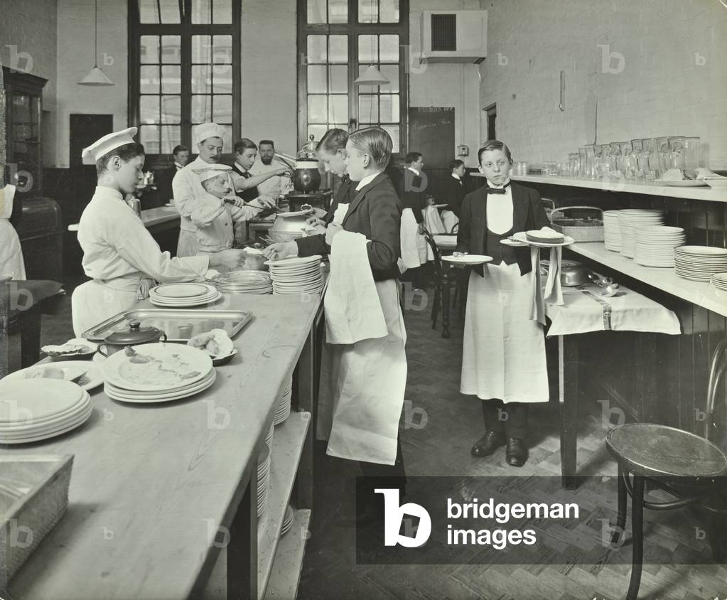 Westminster Technical Institute, School for Waiters, 1914 (b/w photo)