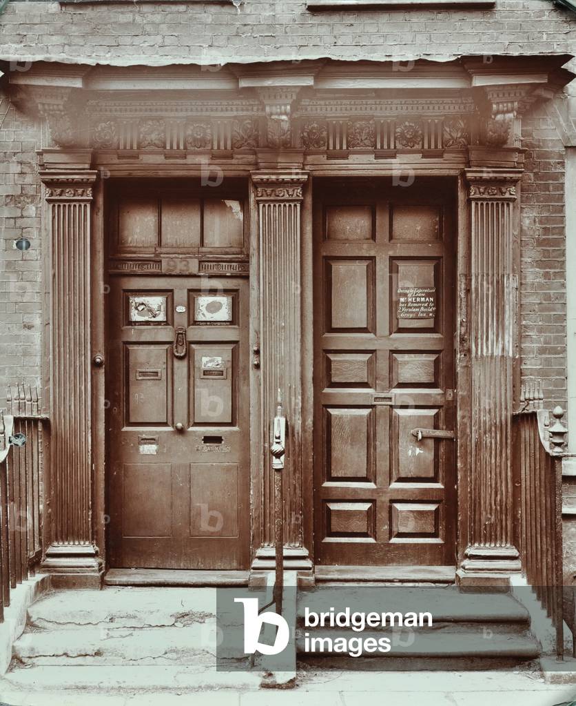 92-93 Bartholomew Close: doorways, London, 1906 (b/w photo)