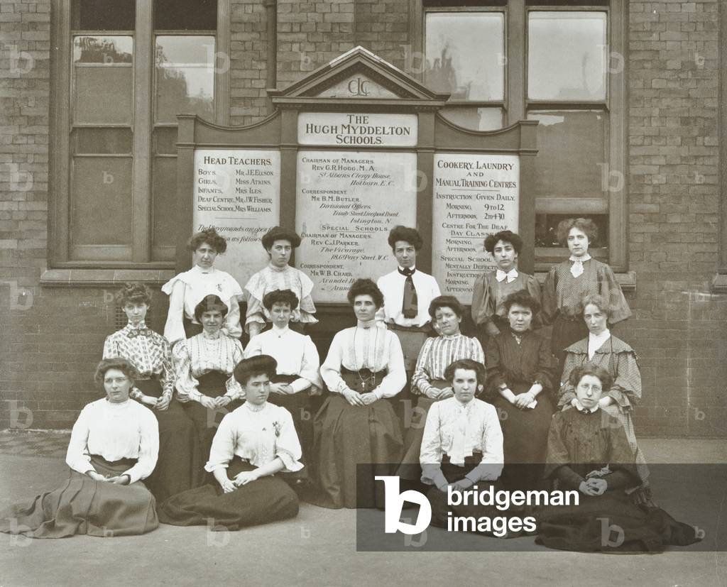 Hugh Myddleton School, Clerkenwell: staff group, 1906 (b/w photo)