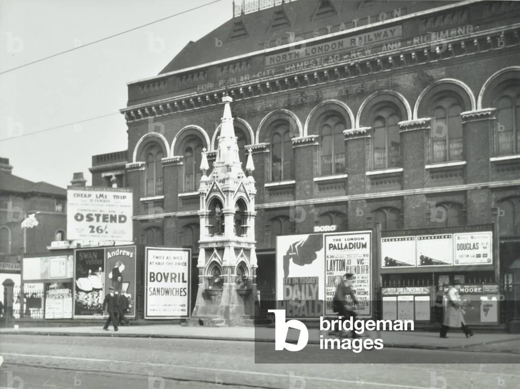 Bow Station, North London Railway, Bow Road: exterior, 1930 (b/w photo)