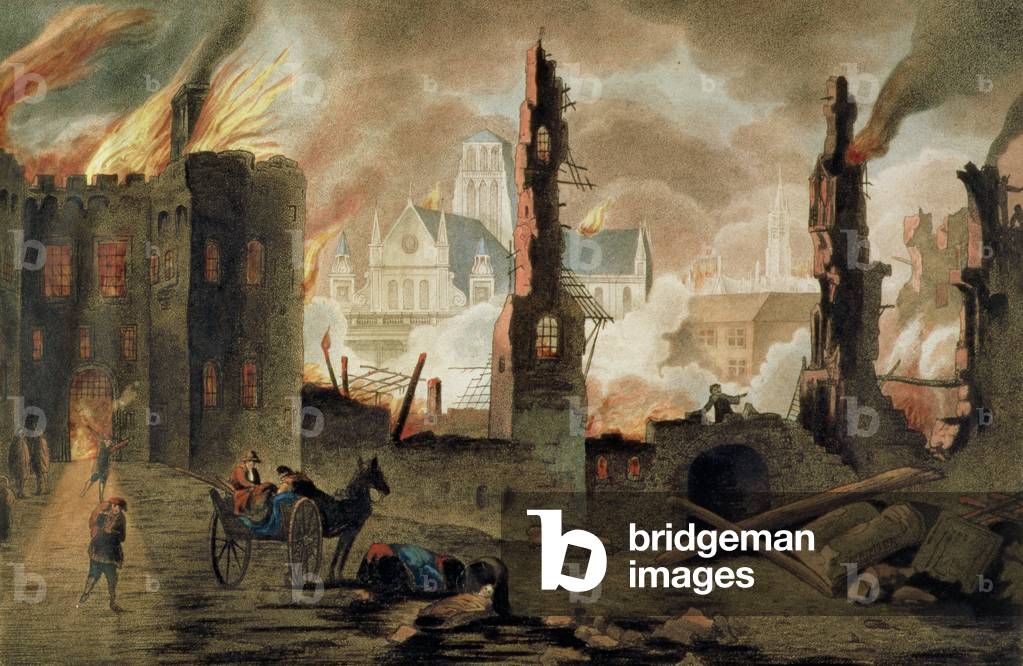 The Great Fire of London in the Year of 1666 (litho)