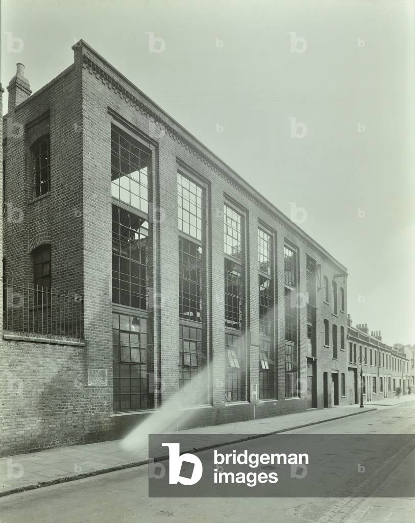 Ezra Street, Bethnal Green, looking east, by Raven Works, 1944 (b/w photo)