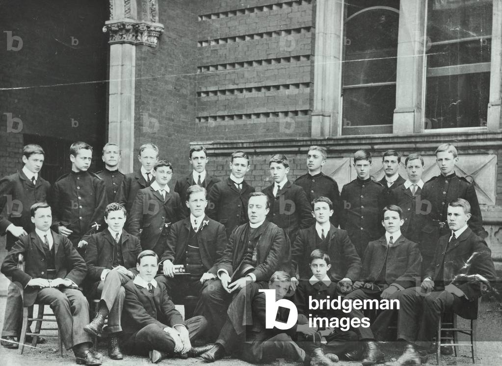 Dulwich College: group of boys and master, 1903 (b/w photo)