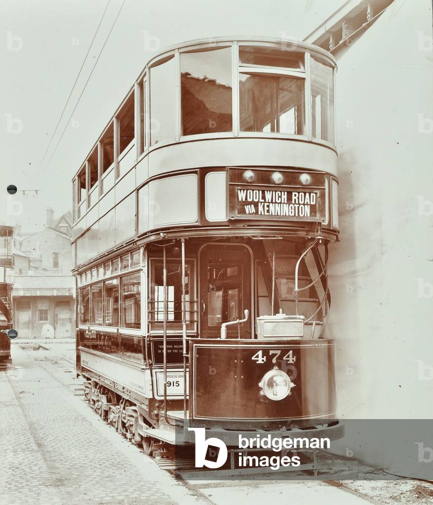 The 474 electric tram to Woolwich Road, 1907 (b/w photo)