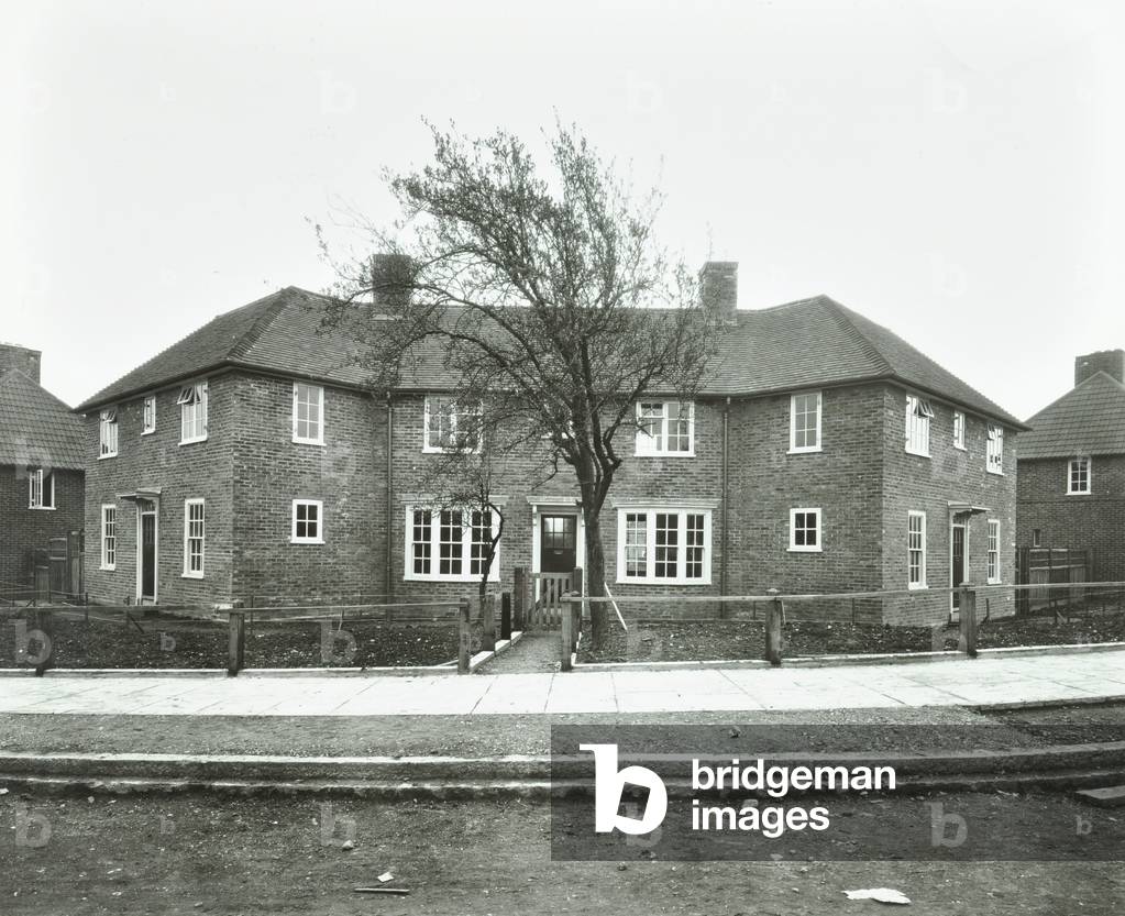 Saint Helier Estate: Junction of Bristol Avenue and Canterbury Road, London, 1930 (b/w photo)
