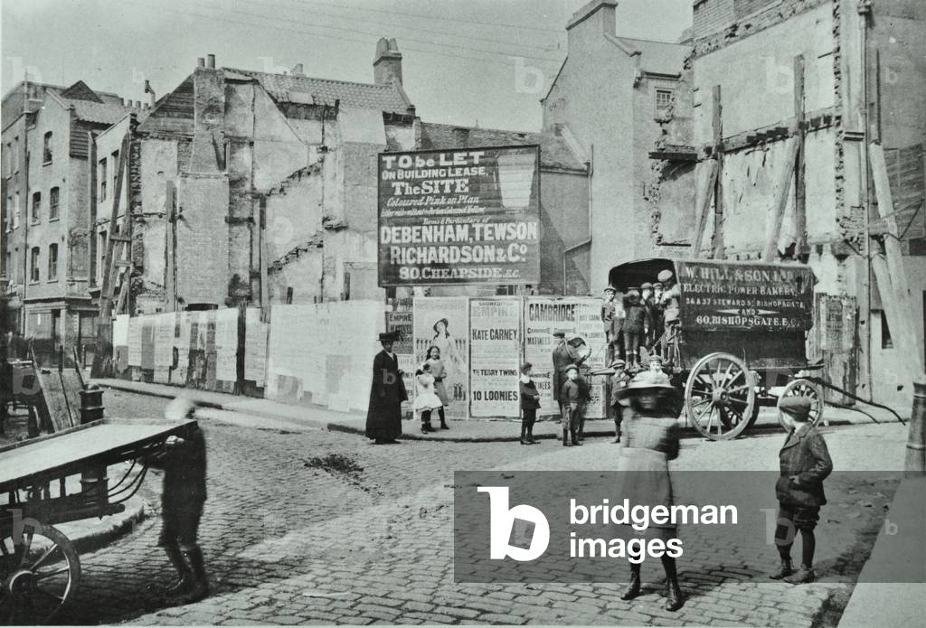 Artillery Lane: corner of Steward Street and Artillery Lane, 1912 (b/w photo)