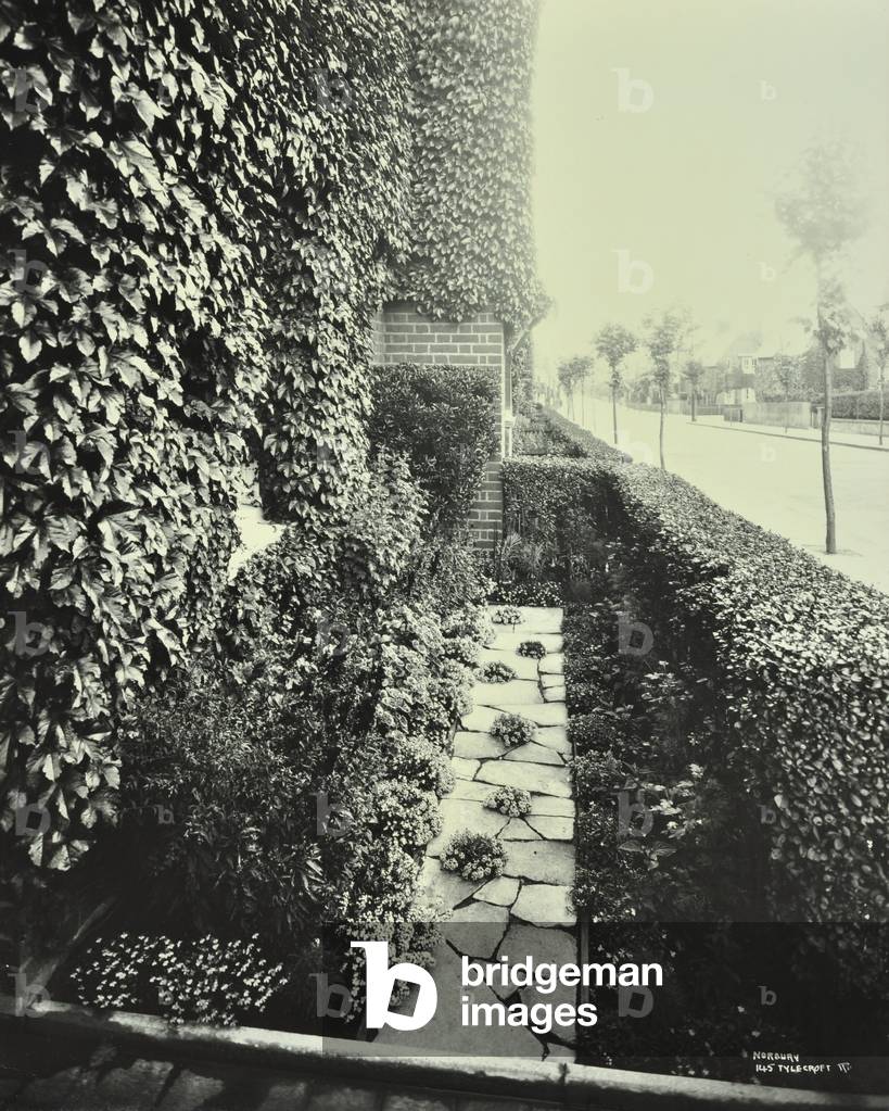 Norbury Estate, 145 Tylecroft Road, front of house with ivy, London, 1930 (b/w photo)