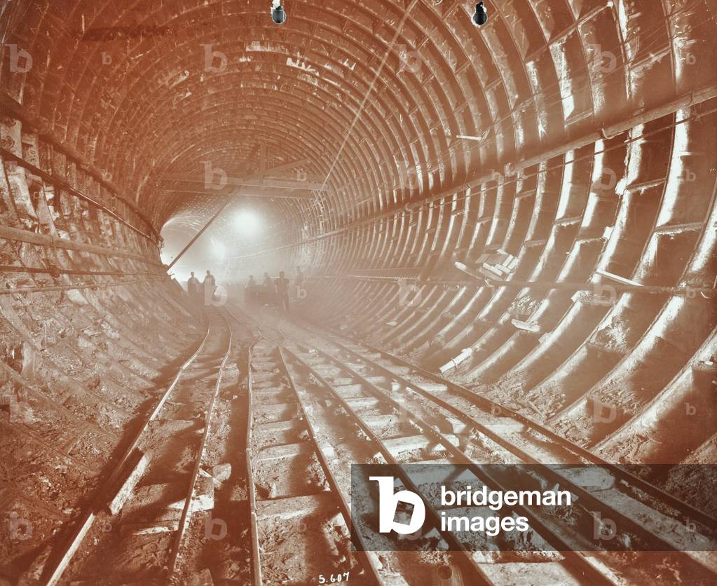 Construction of Rotherhithe Tunnel, 1907 (b/w photo)