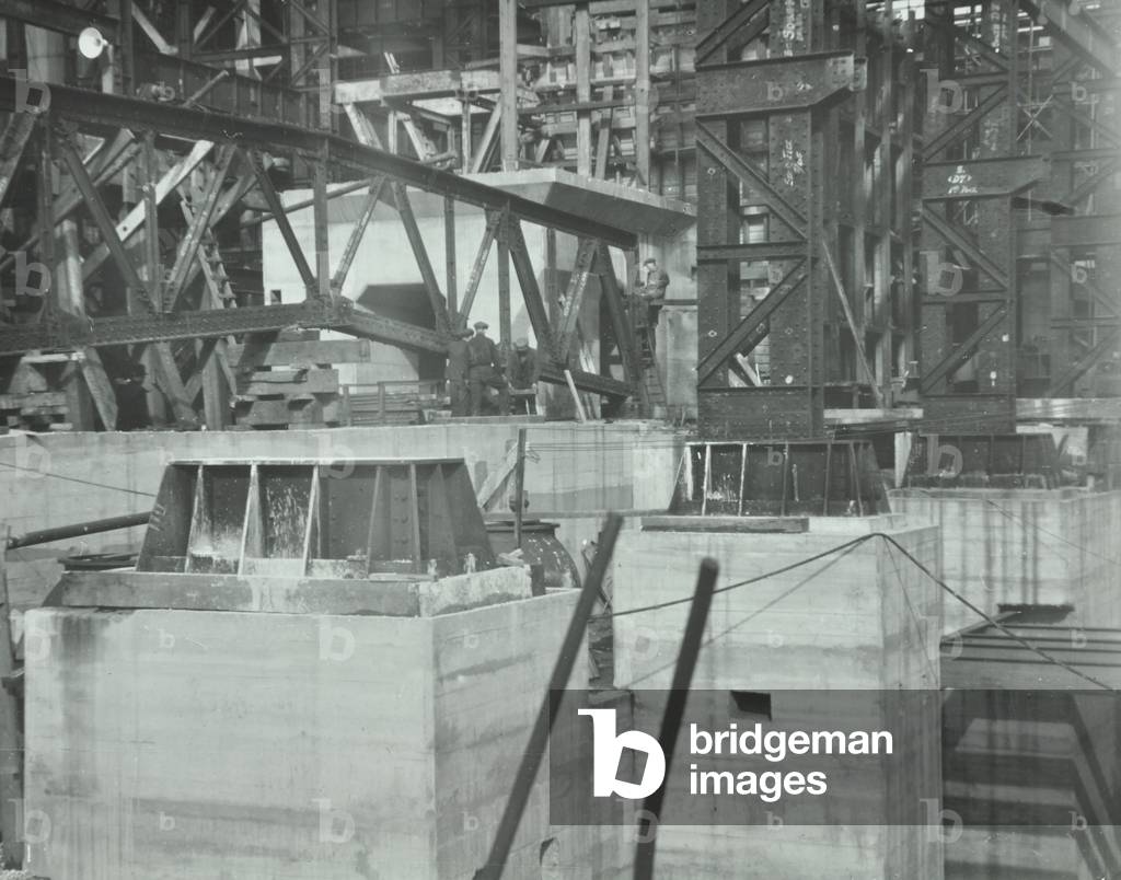 Battersea Power Station: under construction, 1939 (b/w photo)