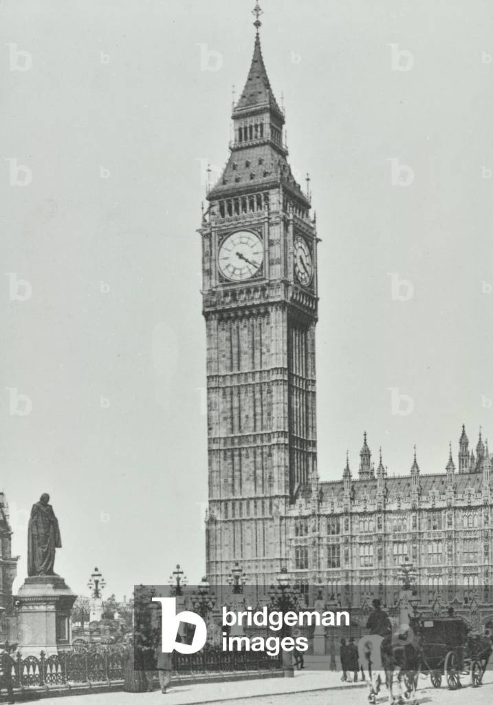 Parliament Square, Westminster LB: Big Ben, 1896 (b/w photo)