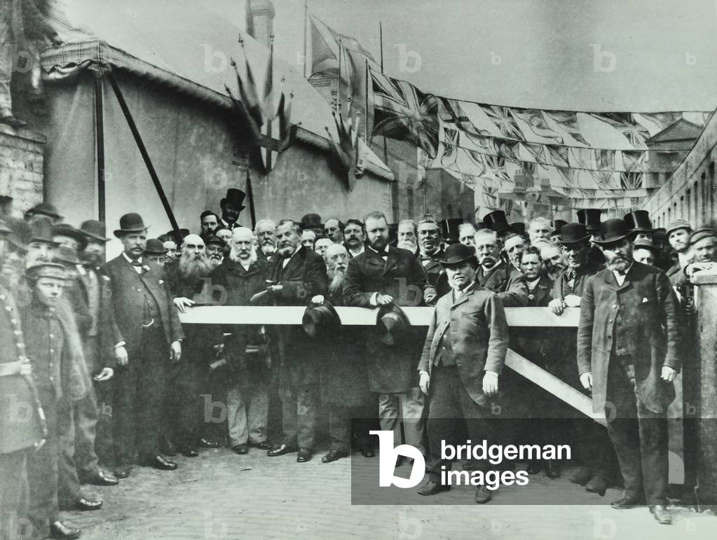 Westferry Road: freeing the road of toll, 1885 (b/w photo)