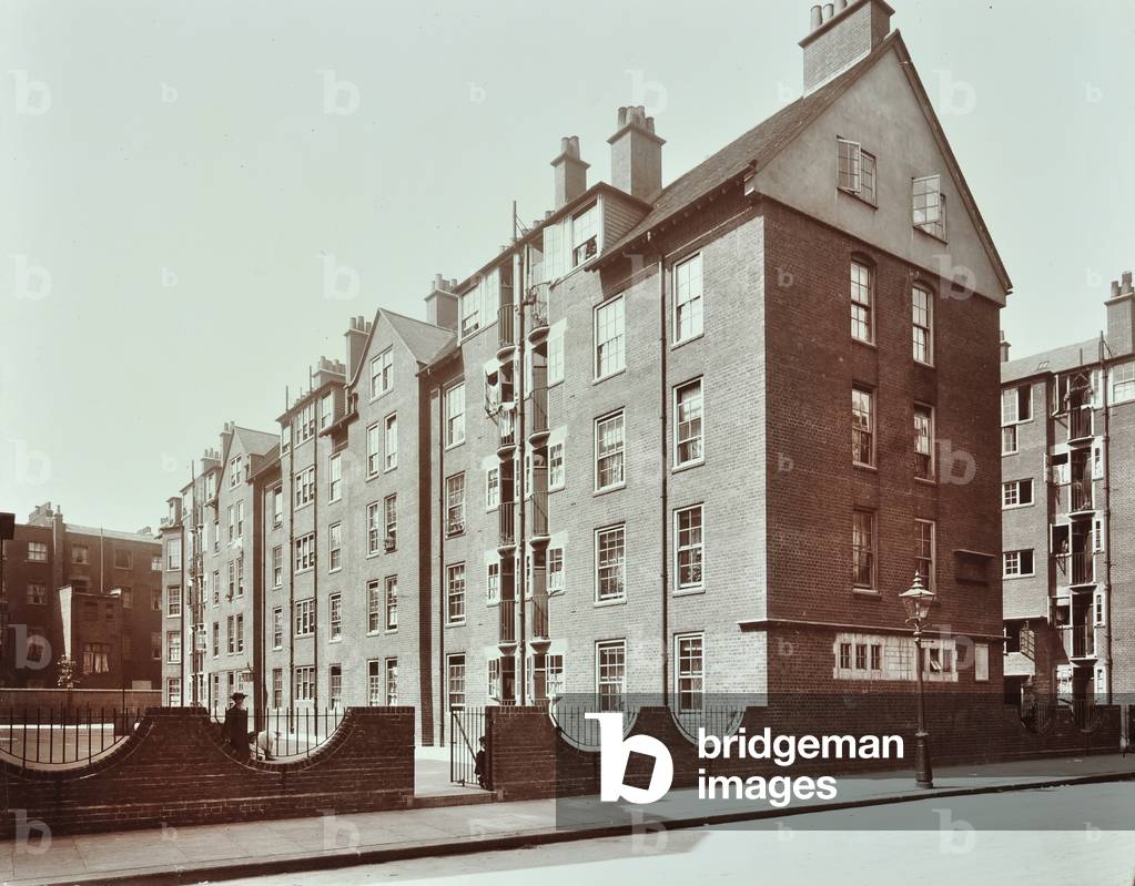 Exterior of Dickens Buildings, London,  1905 (b/w photo)