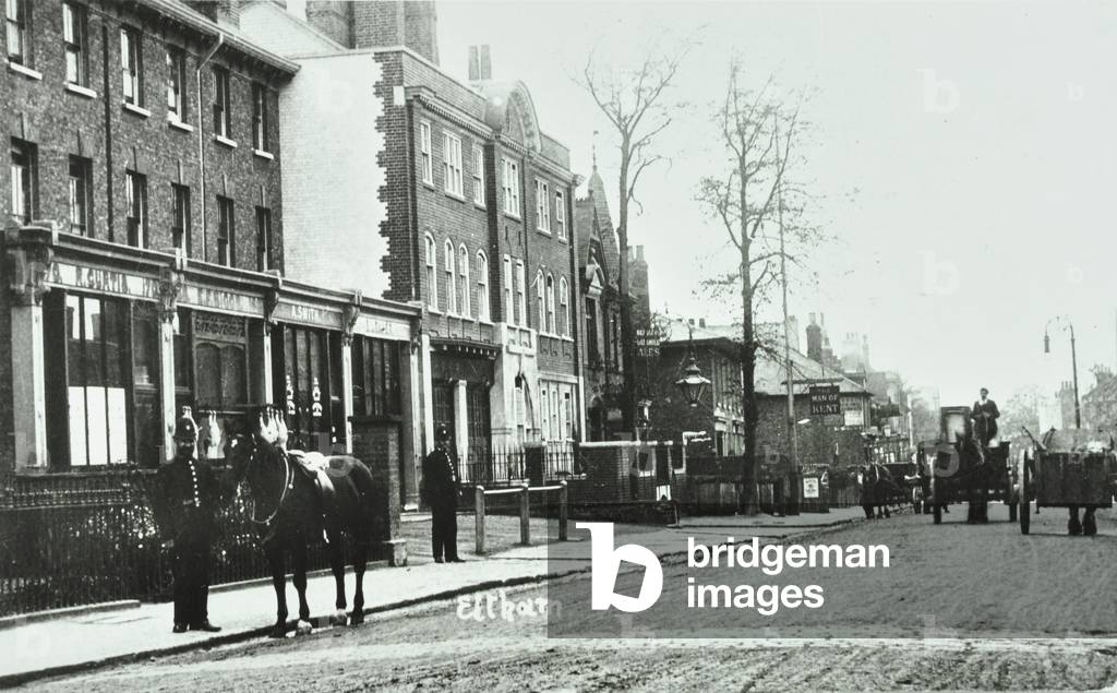 Eltham High Street: looking east, 1909 (b/w photo)