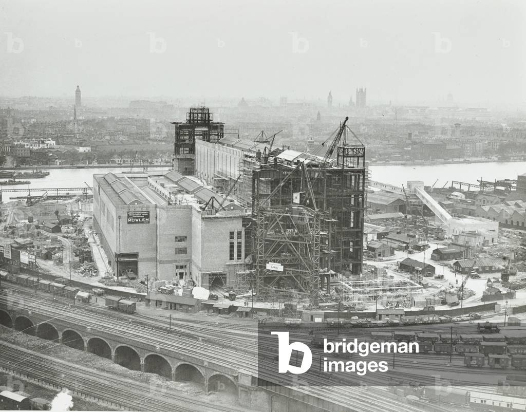 Battersea Power Station: under construction, 1939 (b/w photo)