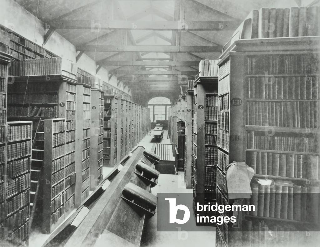 Library, Sion College, Victoria Embankment, City of London, 1885 (b/w photo)