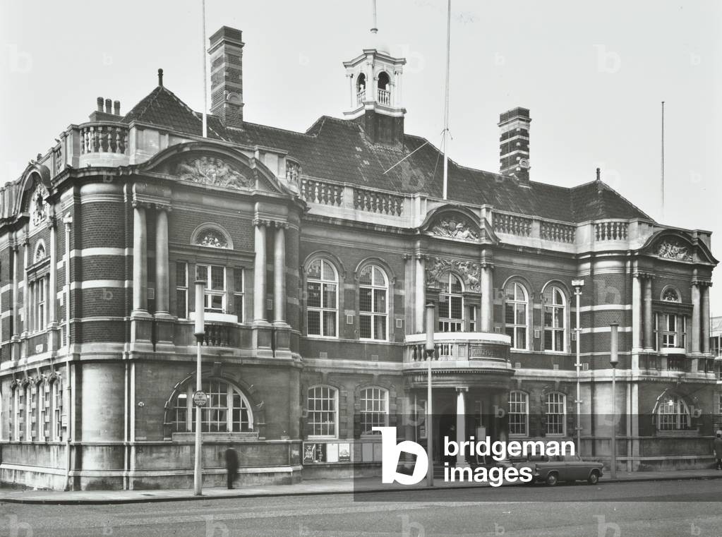 Battersea Town Hall, Lavender Hill, London, 1967 (b/w photo)