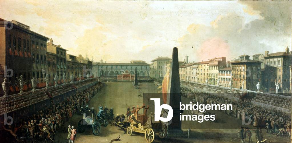 Florence, show on Santa Croce Square. Oil on canvas, 18th century.