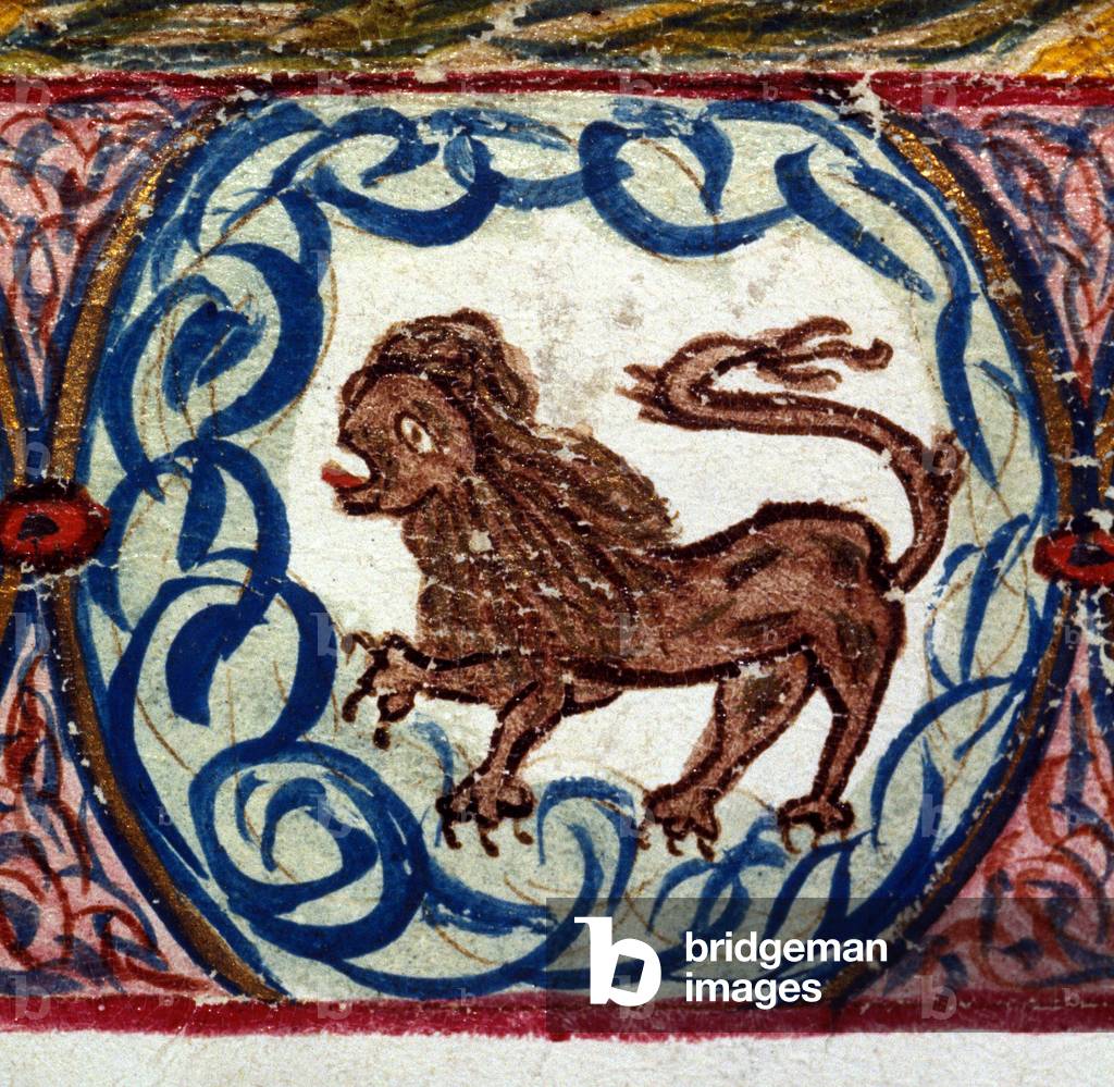 Sign of the lion. Italian horoscope dating from the mid-15th century.