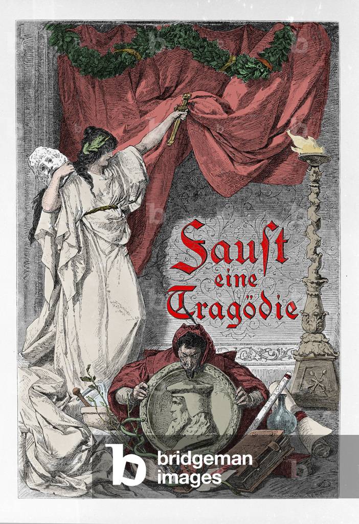 Frontispiece of “” Faust”” by Johann Wolfgang von Goethe (1749-1832) (Frontispiece of german edition of “” faust”” by Goethe) Engraving