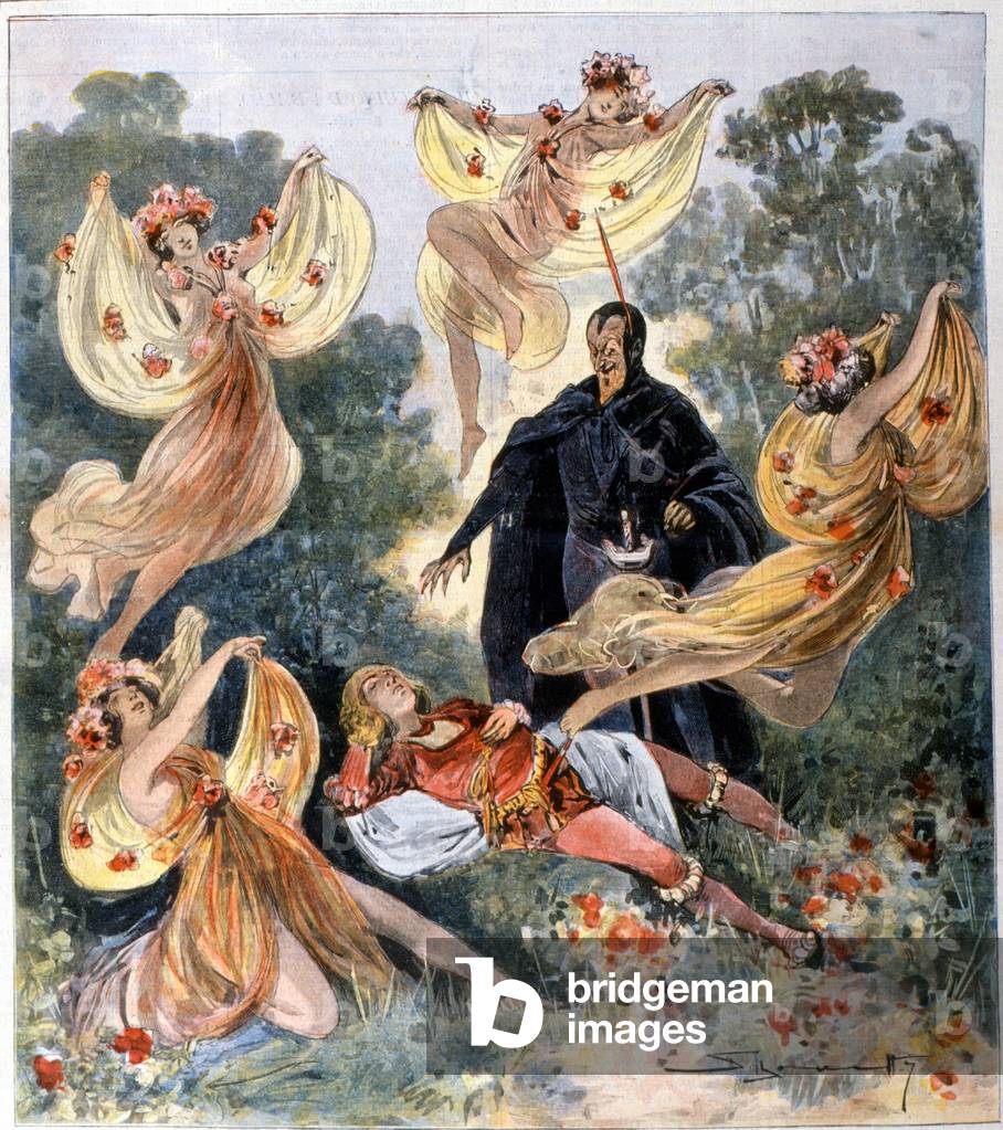 Scene from 'La Damnation de Faust', by Hector Berlioz (colour litho)