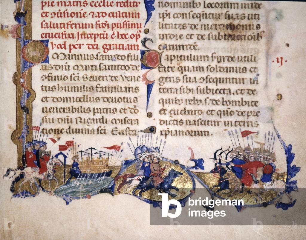 A crusade scene - in “” Secreta Fidelium Crucis””” by Marino Sanudo, 13th century.