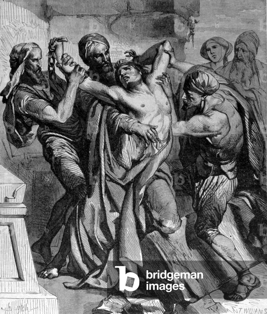 The possessed of Capernam. Despite the miracles performed by Jesus, the city refused to convert. Engraving of the 19th century.