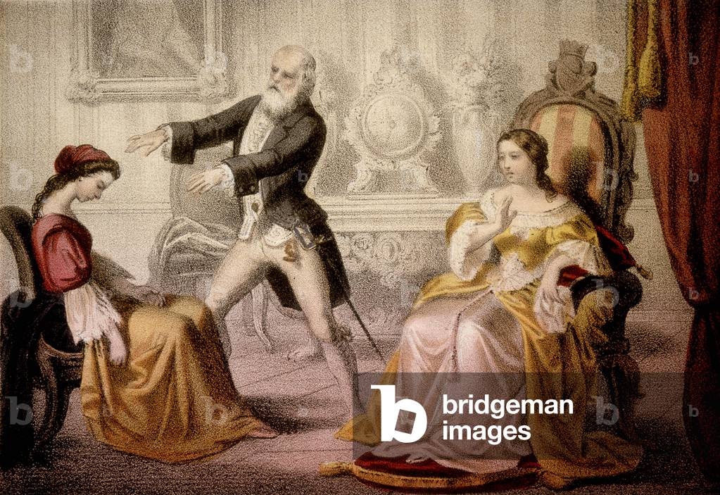 Hypnosis scene, 19th century engraving..