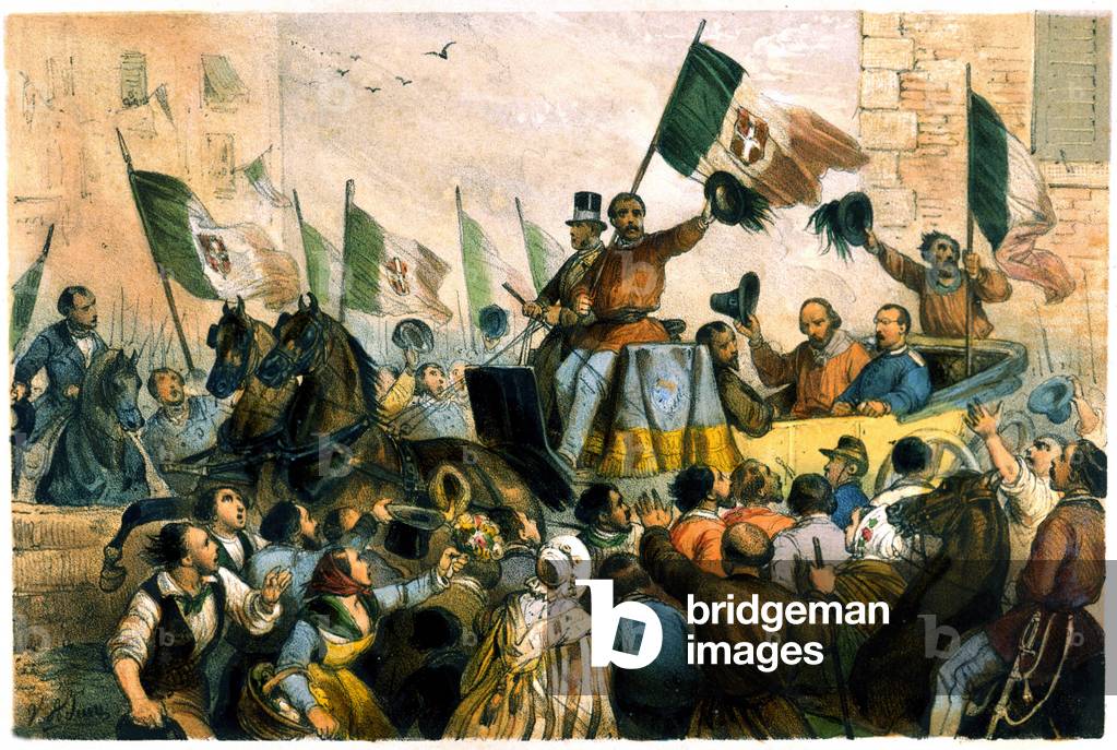 The entrance of Giuseppe Garibaldi to Naples on October 7, 1860.