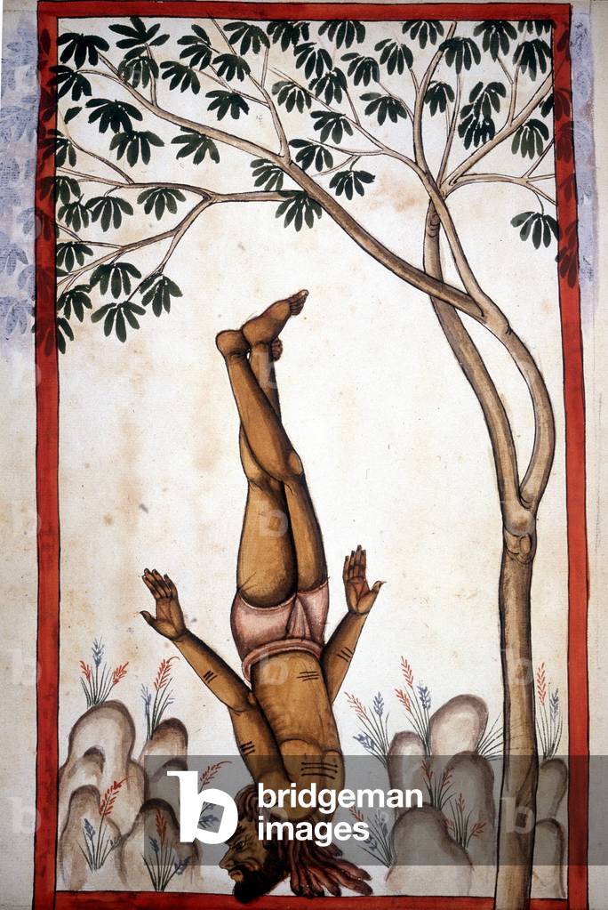 A page fakir from the manuscript (ms.8300) “History of Mogol”” (Moghul or Moghol) by Stefano Nivibus Cardeira. 18th century. Bibloteca marciana, Venice
