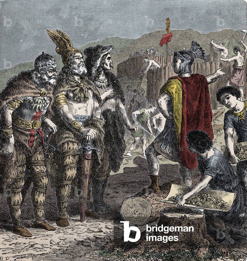 Julian and Frankish Chiefs - Meeting between Emperor Julian and Franco Chiefs - (Flavius Claudius Julianus (331-363), named Julian the Apostate, also called Julian the Philosopher or Julian II or Julian the Emperor) - engraving from the end of the 19th century