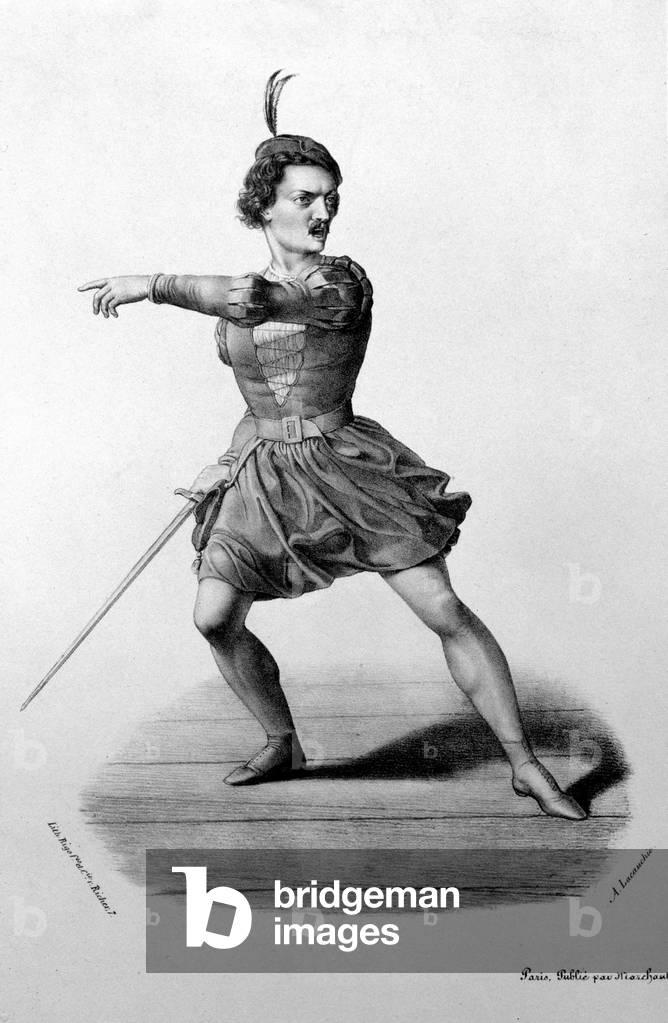 Gilbert-Louis Duprez (Gilbert Louis) in the role of Arnoldo in the opera “Guillaume Tell” (William Tell) by Gioacchino Rossini, 1837.