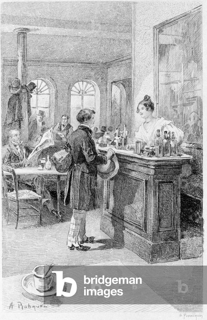 Illustration of “The Red and the Black”. Stendhal. 1831. Engraving from the end of the 19th century.