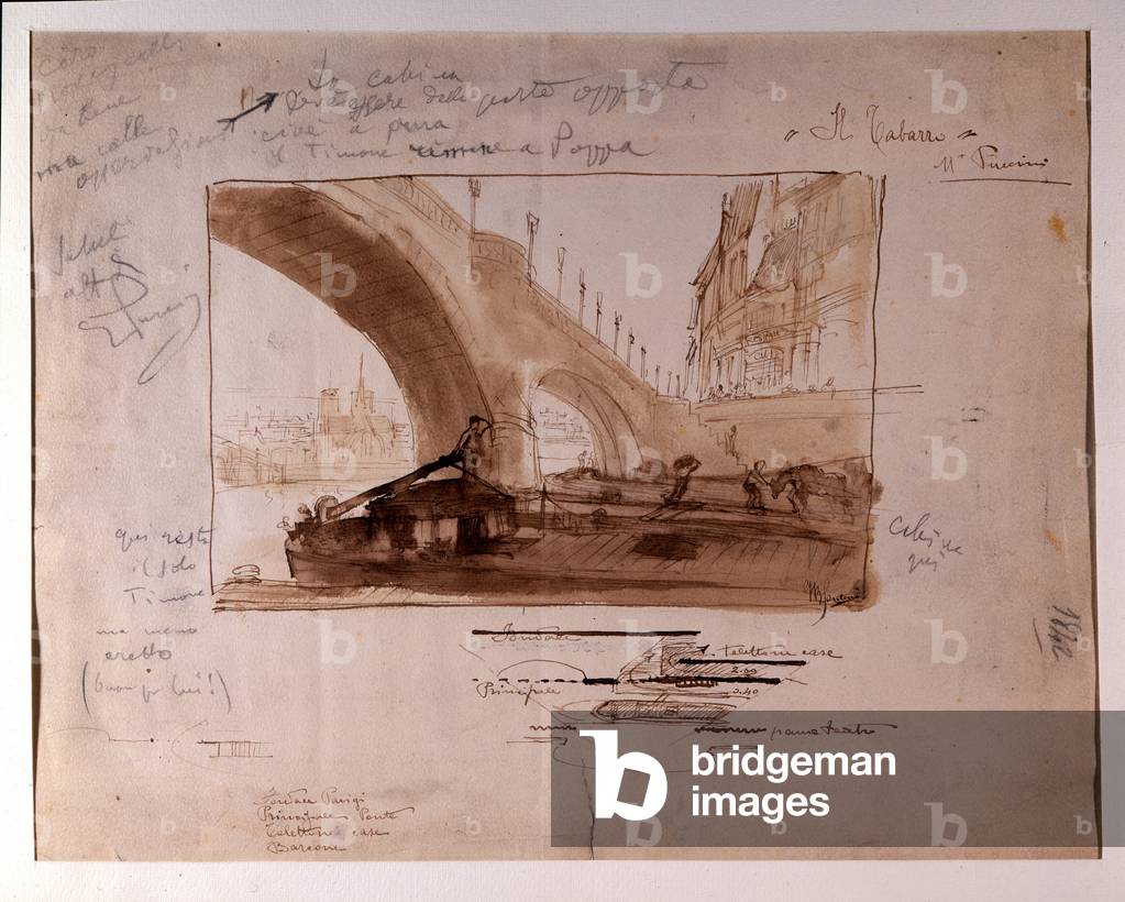 Scenografia per l'opera «» Il tabarro» (La houppelande) di Giacomo Puccini (1858-1924) realizzata da Santoni p