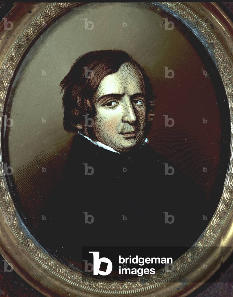 Risorgimento: “” Portrait of the politician, Italian philosopher Vincenzo Gioberti (1801-1852)”. Miniature on anonymous ivory. Museo del Risorgimento Milan