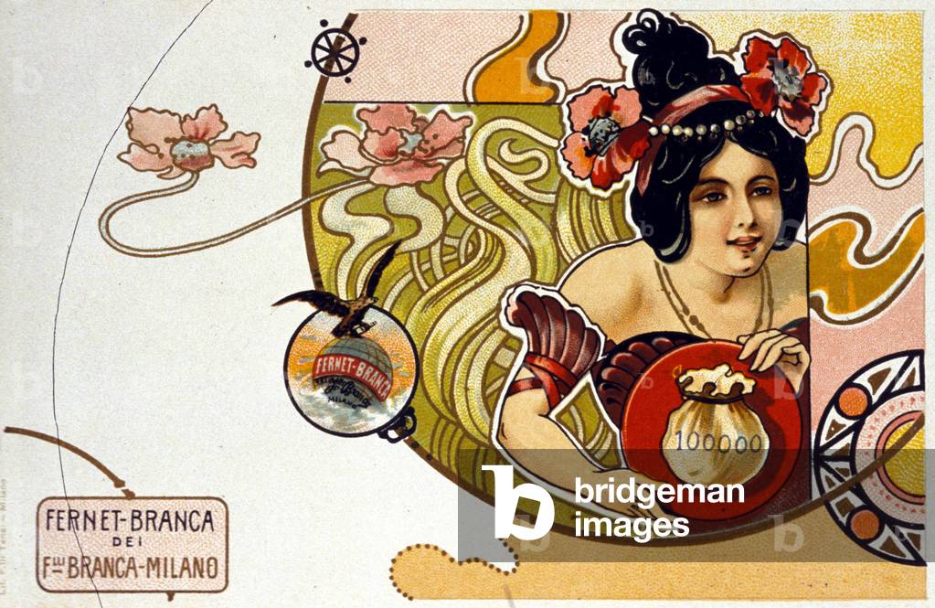 Advertising for Amaro Fernet - Branca. Chromolithography. Italy. Early 20th century.