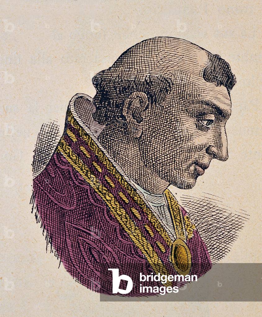 Portrait of the Pope Romain (Romano, Romanus) (897), 1898 (engraving with later colouration)