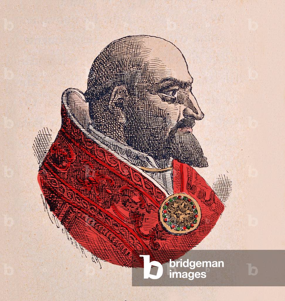 Portrait of the Pope Paul V (Paolo, Paulus or Camillo Borghese) (1605-1621), 1898 (engraving with later colouration)