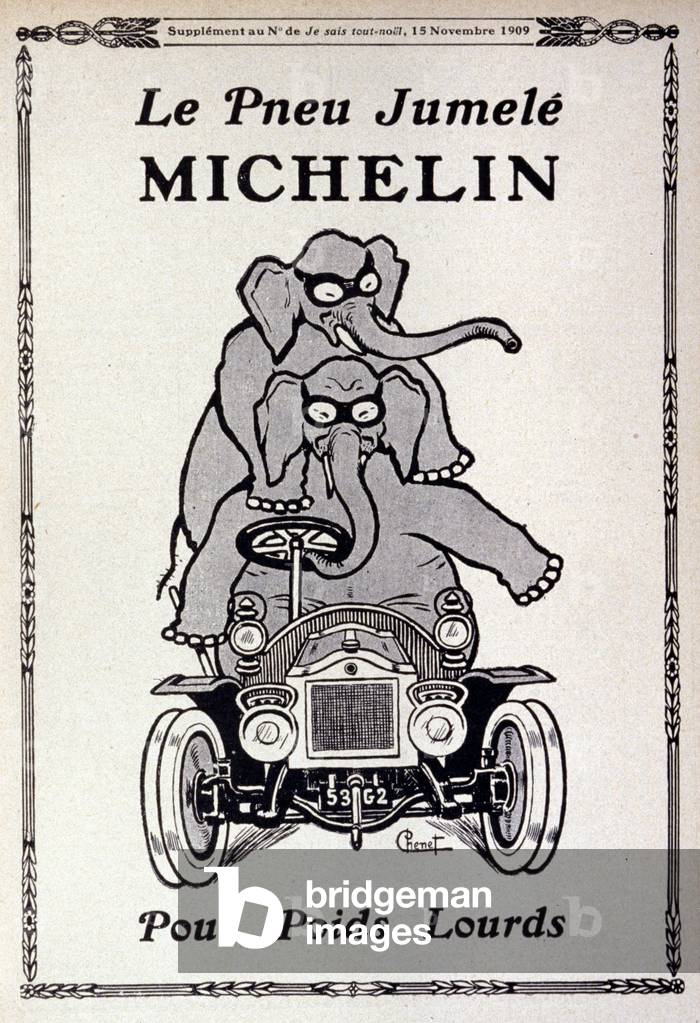 advertizing for the tyre Michelin, 1909 (print)