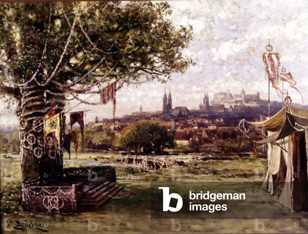 The Master Singers of Nuremberg (Die Meistersinger von Nürnberg), opera created by Richard Wagner: scenography by Bruckner. Wagner Museum Bayreuth.