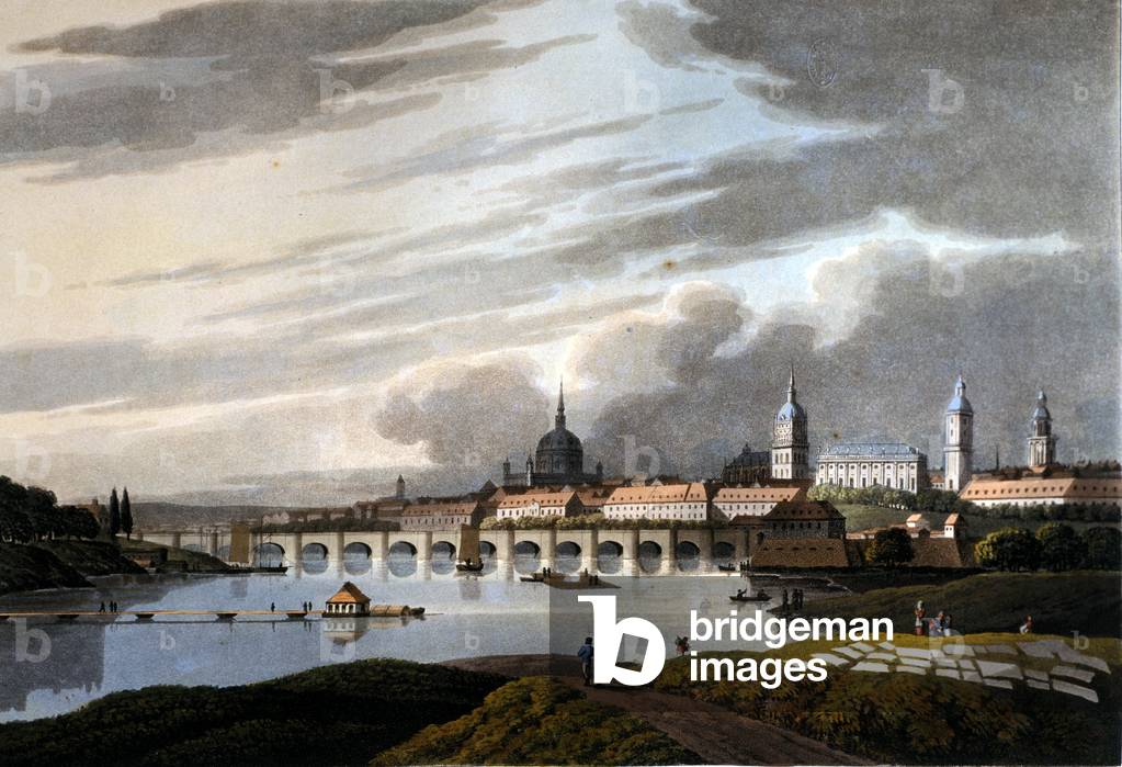 View of the city of Dresden in Germany. 1815.