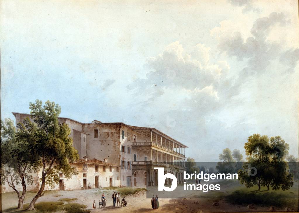 Milan, the Simonetta Villa. Painting by Alinovi. Stendhal renamed Angela Pietragrua Lady Simonetta. Museo Milano, Milan