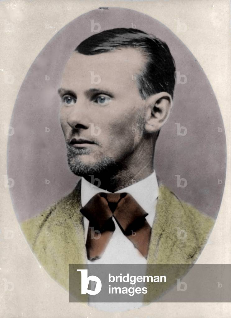 Portrait of the famous criminal Jesse James (1647-1882).