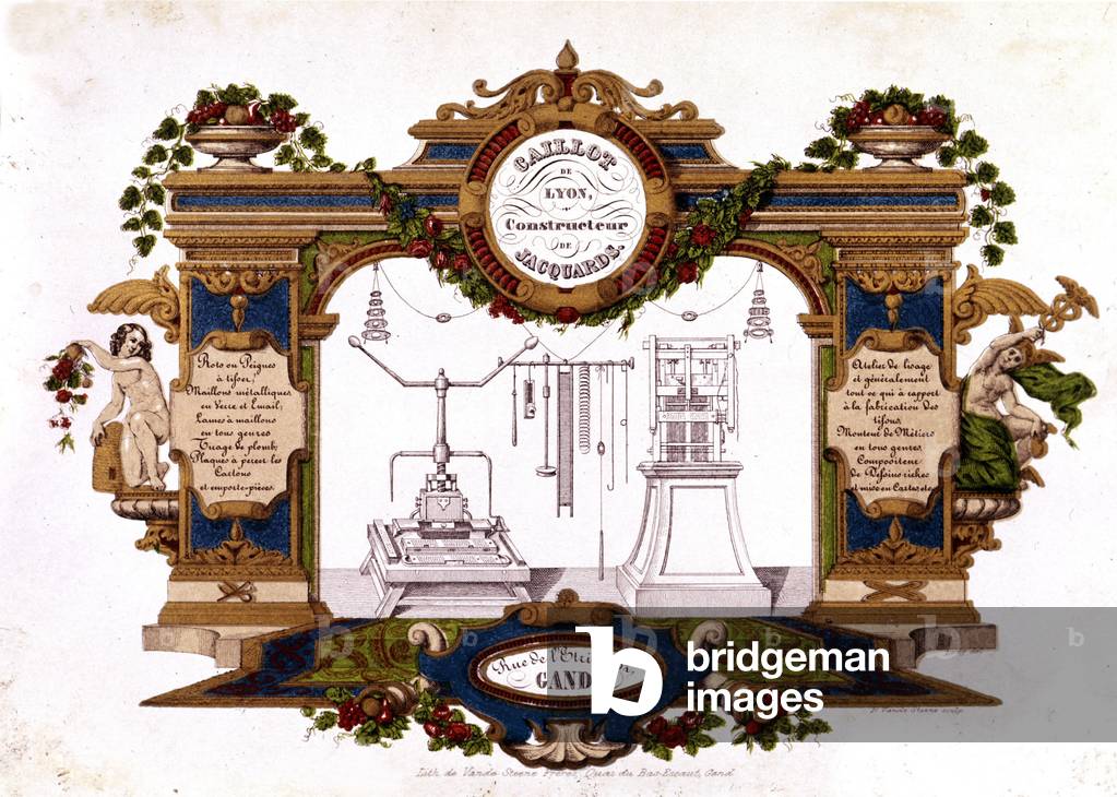 Advertising of a builder of the Jacquard Loom “” Caillot de Lyon””. 1840.